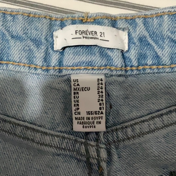 Forever 21 Blue Jean Shorts Distressed High-Waisted - Picture 2 of 3